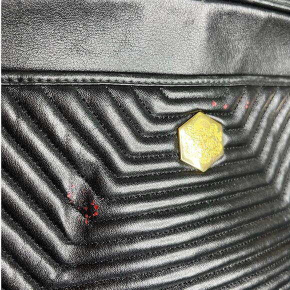 Revillon Handbag Womens Black Leather Gold Chain Strap Old Money Classy - Picture 8 of 9